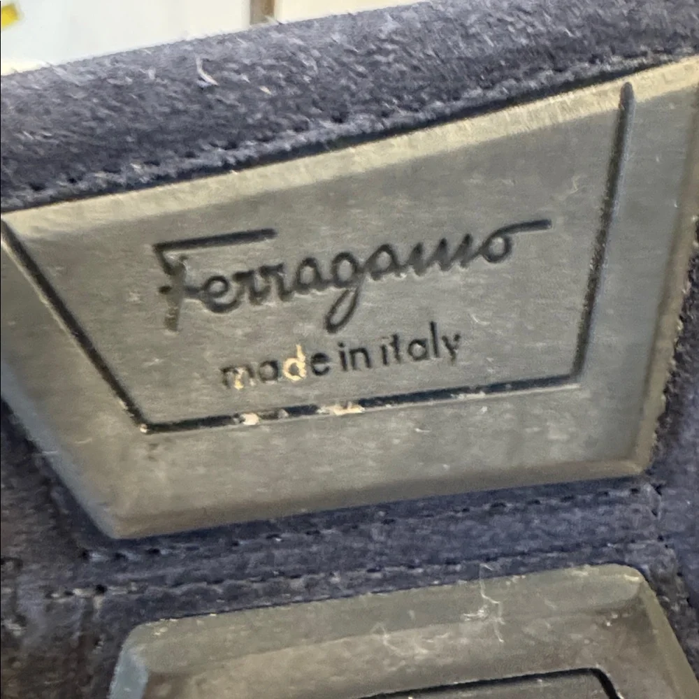 Salvatore Ferragamo Men's Dark Blue Suede Loafers, sz 12 - Picture 11 of 13